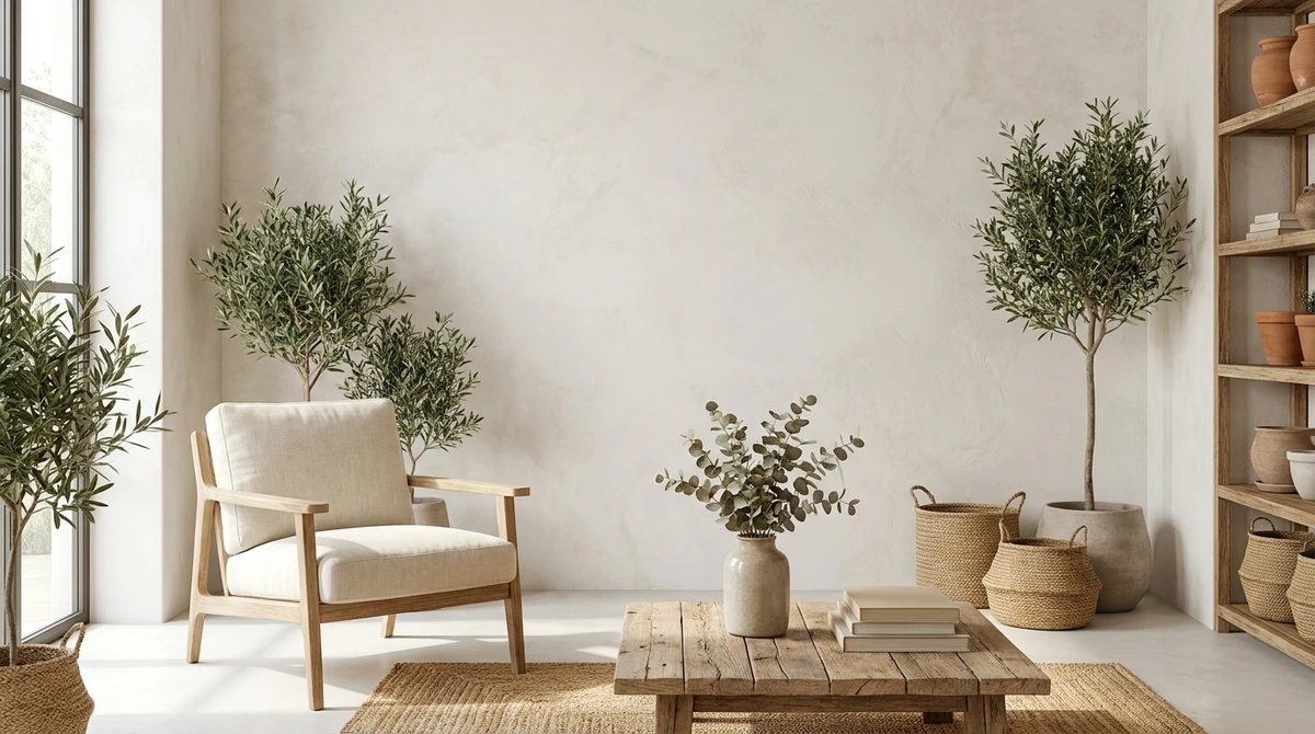 sustainable natural-material decor for a small living room