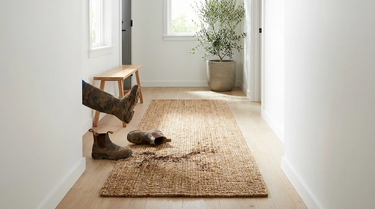 choosing natural fibre rugs for a hallway that gets muddy