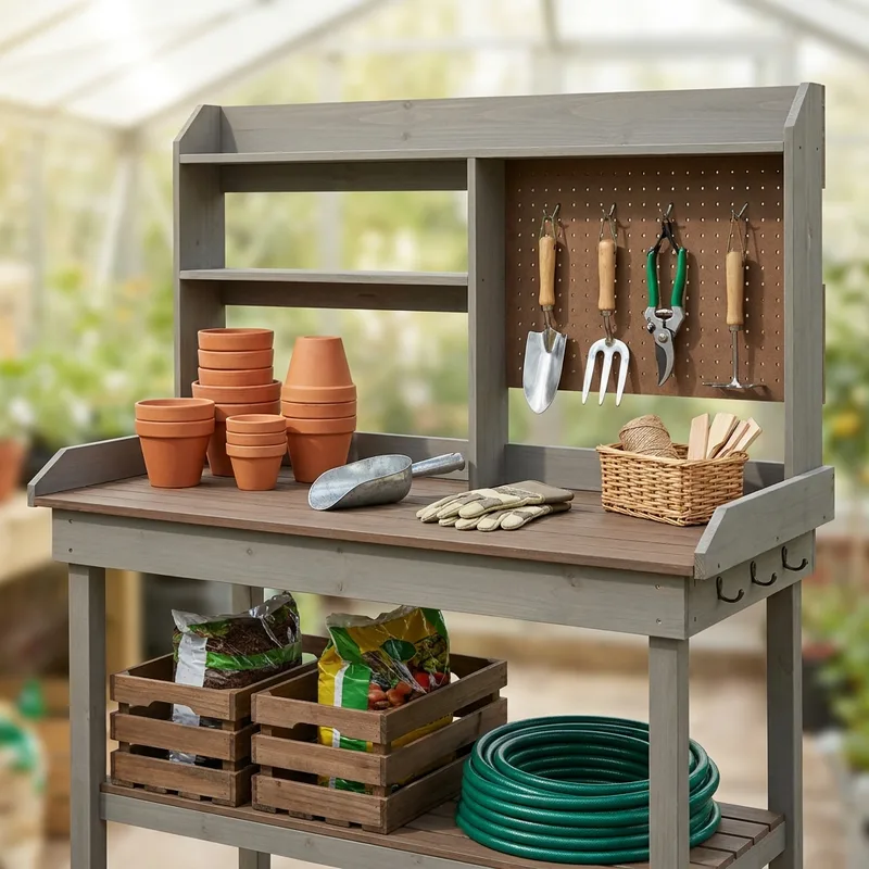The Importance of an Organized Potting Bench — organising a small potting bench in a shed